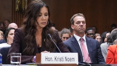 Bryon Noem, husband of Kristi Noem, faces allegations of secretly crossdressing and engaging with fetish models online. (AP)