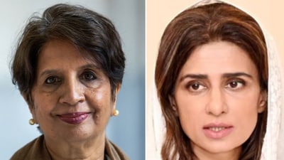India's former foreign secretary Nirupama Menon Rao and Pakistan's former foreign minister Hina Rabbani Khar exchanged views on X. (Photos: Wilson Centre, X)
