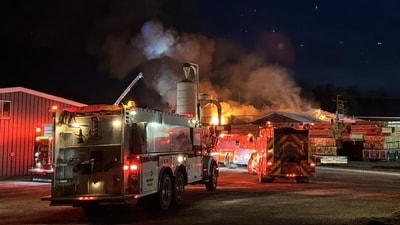 Wayne County fire: Massive 5-alarm blaze erupts at Ohio lumberyard (Orrville Firefighters Association/Facebook)