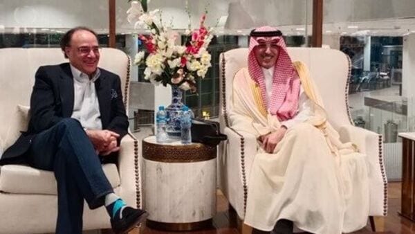 Saudi Finance Minister Mohammed bin Abdullah Al-Jadaan with Pakistan Finance Minister Muhammad Aurangzeb. Photo: X
