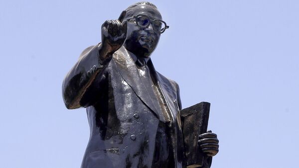 Statue of Dr BR Ambedkar ahead of 136th Ambedkar Jayanti in Ahmedabad