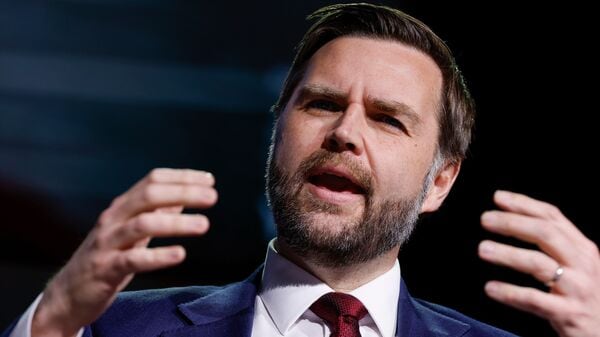 Vice President JD Vance speaks during a Turning Point USA event at Akins Ford Arena at the Classic Center in Athens, Ga., Tuesday, April 14, 2026. AP/PTI