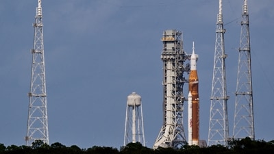 The Artemis II Space Launch System (SLS) rocket and Orion spacecraft at Launch Complex 39B (REUTERS)