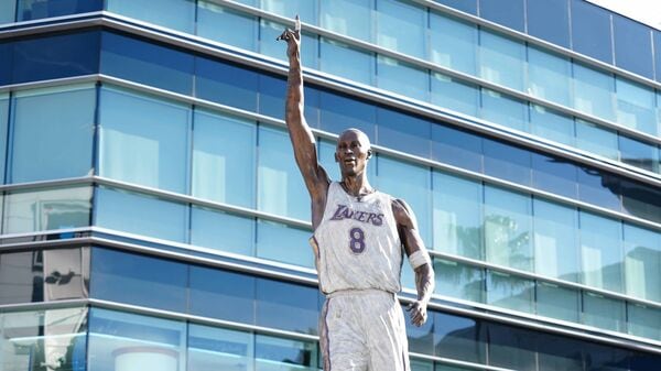 A Black Mamba statue of Los Angeles Lakers guard Kobe Bryant at the Star plaza at the Crypto.com Arena