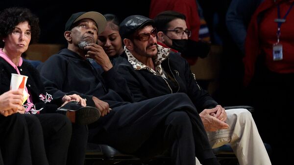 Denzel Washington attends a game between the San Antonio Spurs and the Los Angeles Lakers in the first half at Crypto.com Arena on February 10, 2026 in Los Angeles, California.