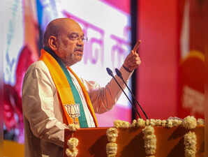 **EDS: IMAGE VIA @AmitShah** Bhopal: Union Home Minister Amit Shah addresses an ...
