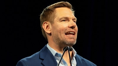 California gubernatorial candidate Eric Swalwell speaks during the California Democratic Convention in San Francisco, California (REUTERS)
