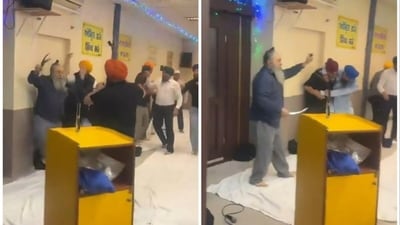 Videos purportedly of the clash showed those involved in the altercation pulling out kirpans. (X/@Hamp_Allen)