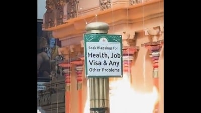 Savanah Hernandez shared a picture of a sign she saw inside a Hindu temple in Texas. (X/@Savsays)