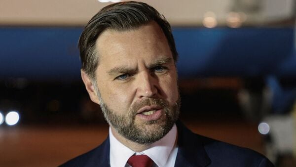 U.S. Vice President JD Vance speaks to the media before boarding Air Force Two to return to Washington, D.C., after the White House announced he would be leading the U.S. delegation in upcoming peace talks with Iran, from Budapest Ferenc Liszt International Airport in Budapest, Hungary, April 8, 2026. REUTERS/Jonathan Ernst/Pool