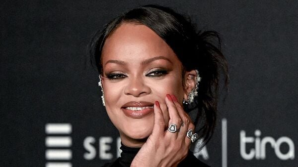 Barbadian singer and businesswoman Rihanna poses for photographs during an event of her cosmetic brand 'Fenty Beauty' in Mumbai on April 25, 2026