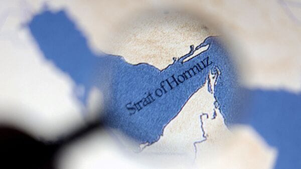 A map showing the Strait of Hormuz is seen in this illustration taken June 22, 2025.