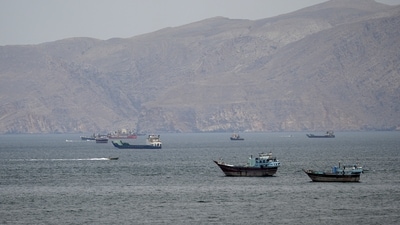 Ships and boats in the Strait of Hormuz on April 22, 2026 amid the conflict between Iran and the US-Israel coalition. (REUTERS)