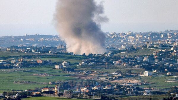 Smoke rises from an explosion following Israeli bombardment on southern Lebanon near the border with northern Israel on March 2, 2026. The war launched by the United States and Israel against Iran spread across the Middle East on March 2 with Lebanon's Hezbollah entering the fray and a British air base in Cyprus targeted.