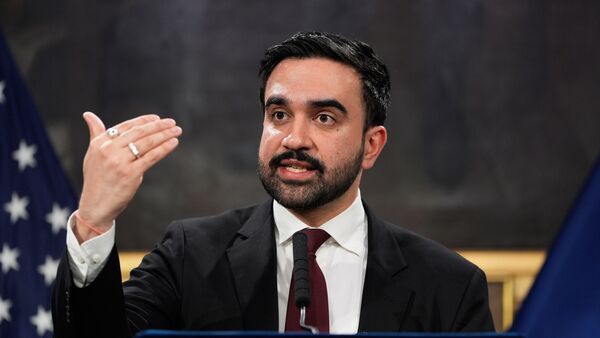 New York City Mayor Zohran Mamdani speaks to reporters during a news conference in New York, Tuesday, Feb. 17, 2026.