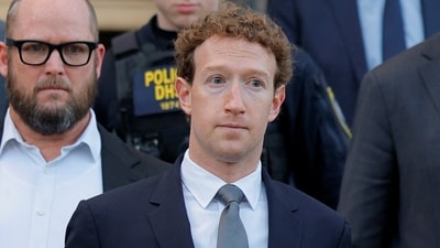 Meta Platforms CEO Mark Zuckerberg departs the court after taking the stand at a trial in a key test case (REUTERS)