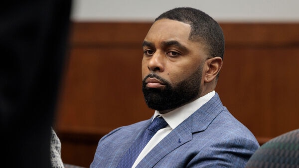 Former Michigan football coach Sherrone Moore appears in court in Pittsfield Township, Mich., Tuesday, Feb. 17 2026.