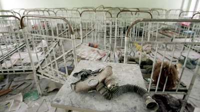 File image for representation only: A gas-mask lays in bedroom of kindergarten in the ghost town  of Pripyat near Chernobyl's nuclear power plant (AFP)