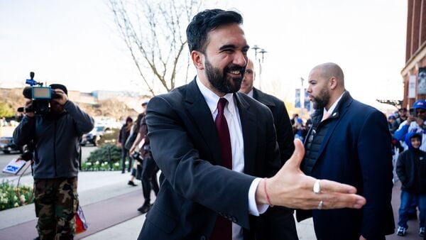 Mayor Zohran Mamdani visits Citi Field before a New York Mets baseball game on his 100th day as mayor in New York, on Thursday, 9 April 2026.
