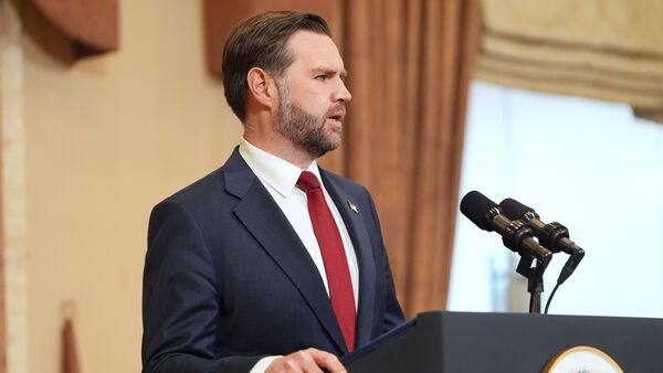 Vice President JD Vance speaks during a news conference after meeting with representatives from Pakistan and Iran, Sunday, April 12, 2026, in Islamabad, Pakistan