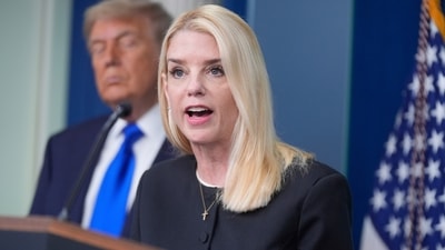 Former Attorney General Pam Bondi speaks to the media in the briefing room of the White House (AP)
