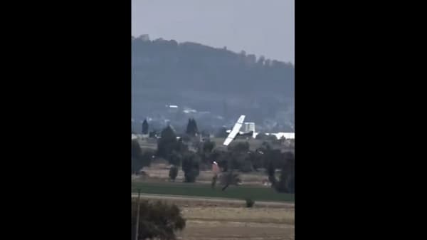 Screengrab from a social media video showing the plane moments before it crashed in Mexico's Puebla, 3 April 2026.