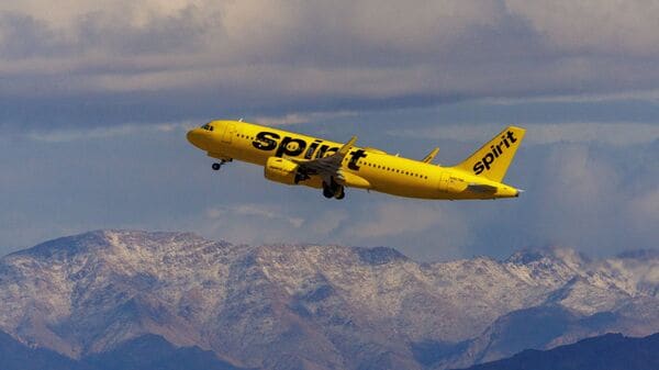A file image of a Spirit Airlines commercial airliner