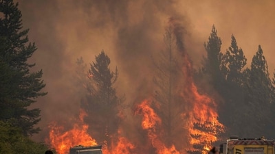 The Pineland Road Fire in Georgia has prompted mandatory evacuations and continues to expand. (AFP)
