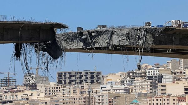 A view of the B1 bridge is pictured, a day after it was destroyed by a strike in Karaj, around 20miles (35kms) southwest of Tehran, April 3, 2026. US President Donald Trump said on April 2 the tallest bridge in Iran had been destroyed, hours after threatening to bomb the country 'back to the Stone Ages.'