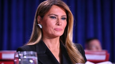 TOPSHOT - US First Lady Melania Trump attends the White House Correspondents' dinner at the Washington Hilton in Washington, DC, on April 25, 2026. President Trump is attending the annual gala of the political press for the first time while in office. (Photo by Mandel NGAN / AFP) (AFP)