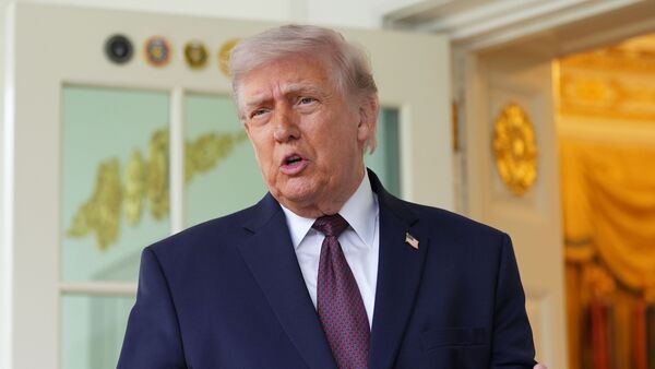 In a post on Truth Social, Trump said: “The Democrat Justices stick together like glue… They ALWAYS vote as a group, or BLOCK.” He contrasted this with Republican justices, claiming they “don’t stick together” and have handed “win after win” to Democrats. (In pic: Trump speaks outside the Oval Office of the White House, Monday, April 13, 2026, in Washington. (AP Photo/Alex Brandon))