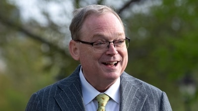 Director of the White House National Economic Council Kevin Hassett walks outside the White House, Thursday, April 9, 2026, in Washington. (AP)