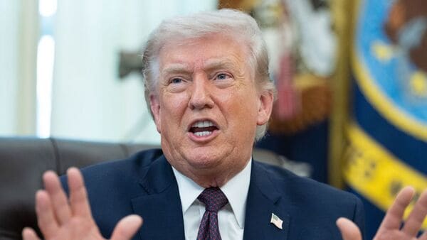 US President Donald Trump speaks during an executive order signing in the Oval Office of the White House in Washington, DC, US, on Tuesday, March 31, 2026. Photographer: Aaron Schwartz/CNP/Bloomberg