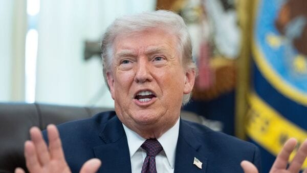 US President Donald Trump speaks during an executive order signing in the Oval Office of the White House in Washington, DC, US, on Tuesday, March 31, 2026. Photographer: Aaron Schwartz/CNP/Bloomberg