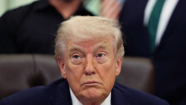 U.S. President Donald Trump speaks in the Oval Office after signing an Executive Order April 18, 2026 in Washington, DC. (Getty images via AFP)