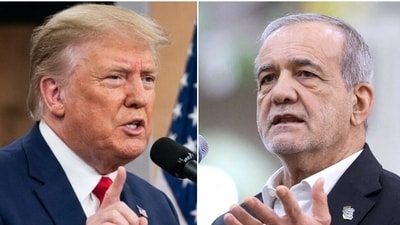 US President Donald Trump (L) and Iranian President Masoud Pezeshkian