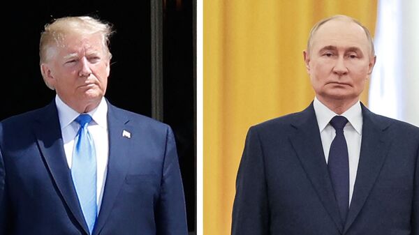 Donald Trump revealed that vladimir Putin offered Russian assistance related to Iran’s nuclear issue, but said he redirected the discussion toward ending the Ukraine conflict.  (File Photo by Adrian DENNIS and Gavriil Grigorov / various sources / AFP)