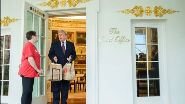Donald Trump had two bags of McDonald's delivered to the Oval Office on Monday.