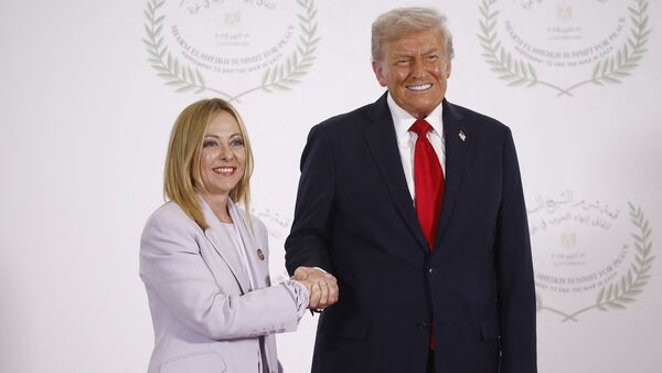 The Trump-Meloni clash follows Italian PM’s strong condemnation of US President’s comments about Pope Leo XIV. The Italian leader defended the Pope’s role as a moral authority (In pic: US President Donald Trump shakes hands with Italy's Prime Minister Giorgia Meloni during the greetings ceremony at the Gaza Peace Summit in Sharm El-Sheikh on October 13.)