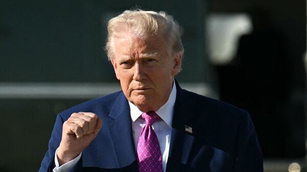 US President Donald Trump said his administration is operating from a “very strong position” on Iran and accused Democrats of attempting to weaken it.