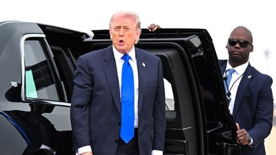 US President Donald Trump arrives to board Air Force One on April 24, 2026 at Joint Base Andrews, Maryland. President Trump is traveling to Florida to attend a RNC spring retreat and to address a cryptocurrency conference being held at his Mar-a-Lago club. (Getty Images via AFP)