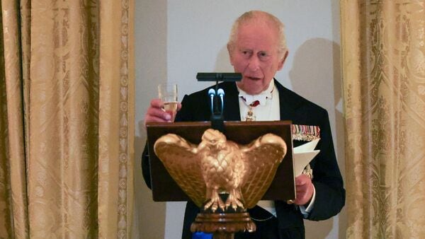 Viral Video: King Charles roasts Donald Trump at White House dinner, ‘If not for us…’ | Watch  REUTERS/Suzanne Plunkett