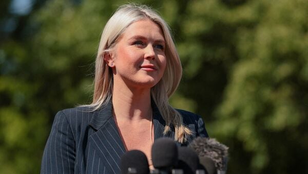 White House Press Secretary Karoline Leavitt speaks with members of the media at the White House in Washington, D.C., U.S., April 22, 2026. REUTERS/Kylie Cooper