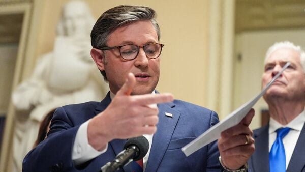 U.S. House Speaker Mike Johnson (R-LA) speaks to the media after the U.S. Senate voted to end a partial government shutdown that has snarled airports across the country, though it did not resolve a dispute over immigration enforcement that prompted the six-week standoff in the first place, on Capitol Hill in Washington, D.C., U.S., March 27, 2026. REUTERS/Leah Millis