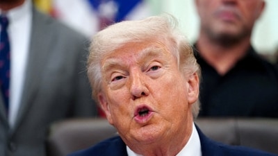 US President Donald Trump speaks about research into mental health treatments in the Oval Office of the White House in Washington, D.C., April 18, 2026. (REUTERS)