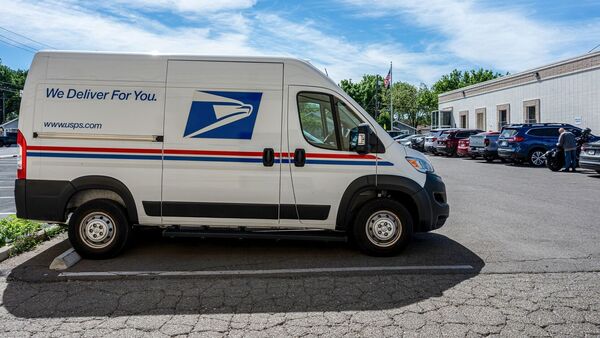 A United States Postal Service (USPS) vehicle in Tracy, California, US, on Wednesday, March 25, 2026. Photographer: David Paul Morris/Bloomberg