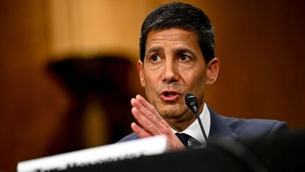 Kevin Warsh, chairman of the US Federal Reserve nominee for US President Donald Trump, during a Senate Banking, Housing, and Urban Affairs Committee confirmation hearing in Washington, DC, US, on Tuesday, April 21, 2026. Photographer: Graeme Sloan/Bloomberg