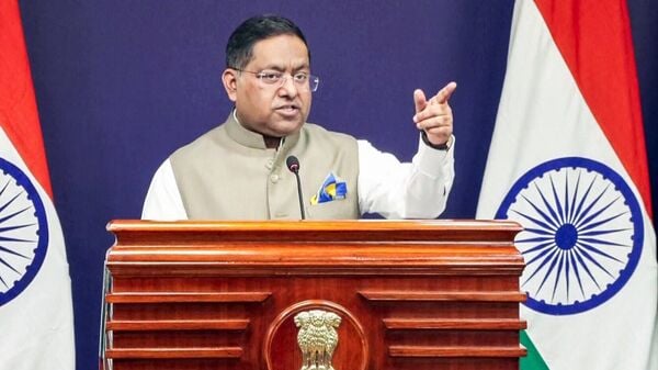 New Delhi, May 12 (ANI): MEA Spokesperson Randhir Jaiswal addresses a press briefing on the BRICS Foreign Ministers meeting, in New Delhi on Tuesday. (ANI Video Grab)