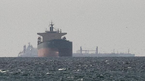 Cargo ships in the Gulf, near the Strait of Hormuz, amid the US-Israeli conflict with Iran. (REUTERS)