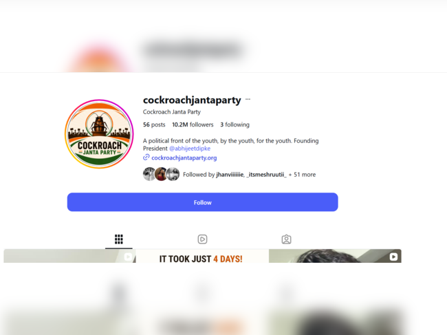 Cockroach Janta party surpasses BJP on Instagram
